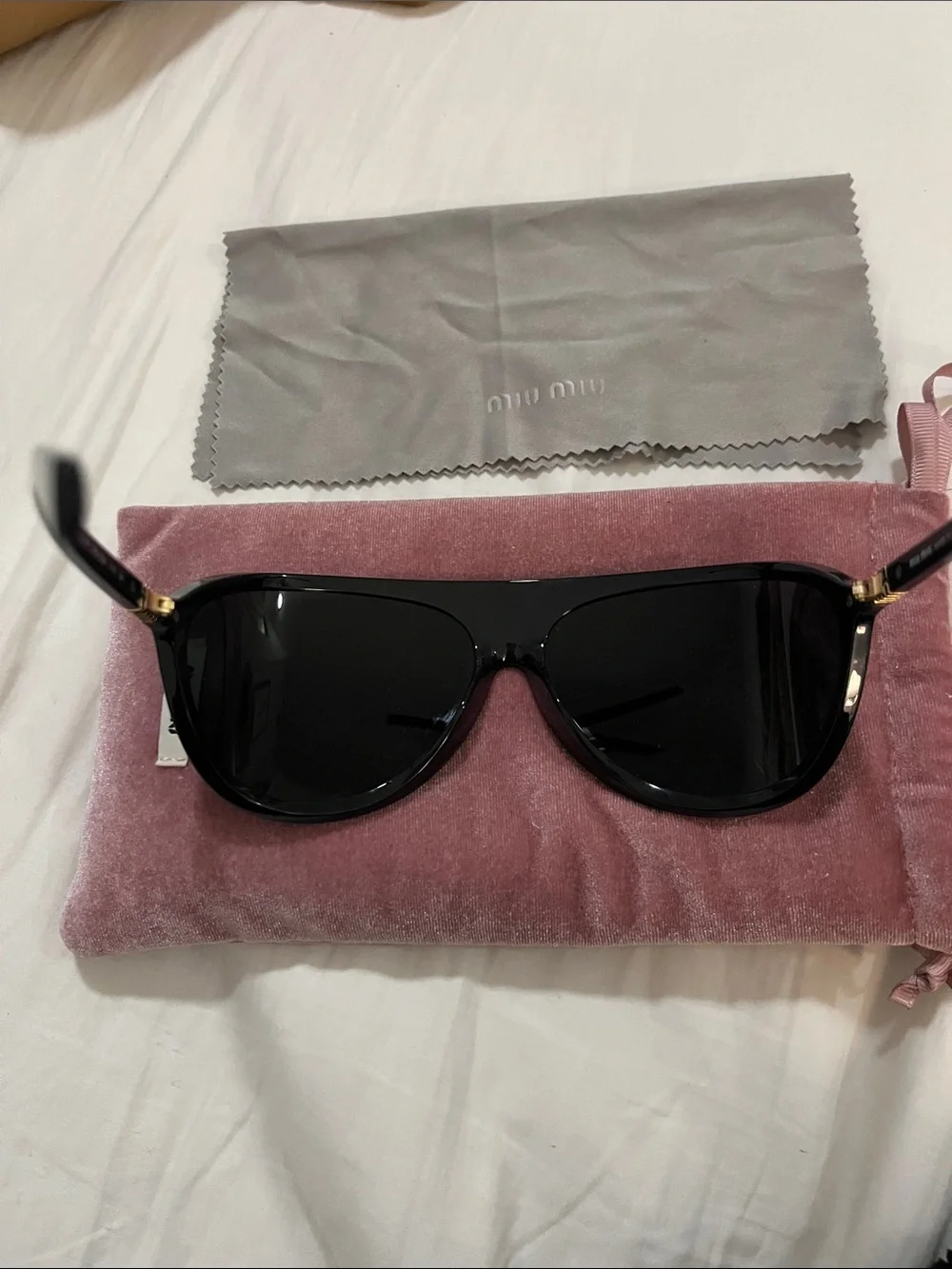 Miu Miu Black Runway Sunglasses slate gray lenses